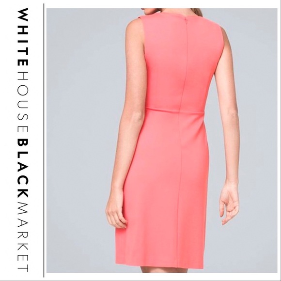 NWT WHBM TEA ROSE EMPIRE-WAIST V-NECK SHEATH DRESS - Picture 2 of 12